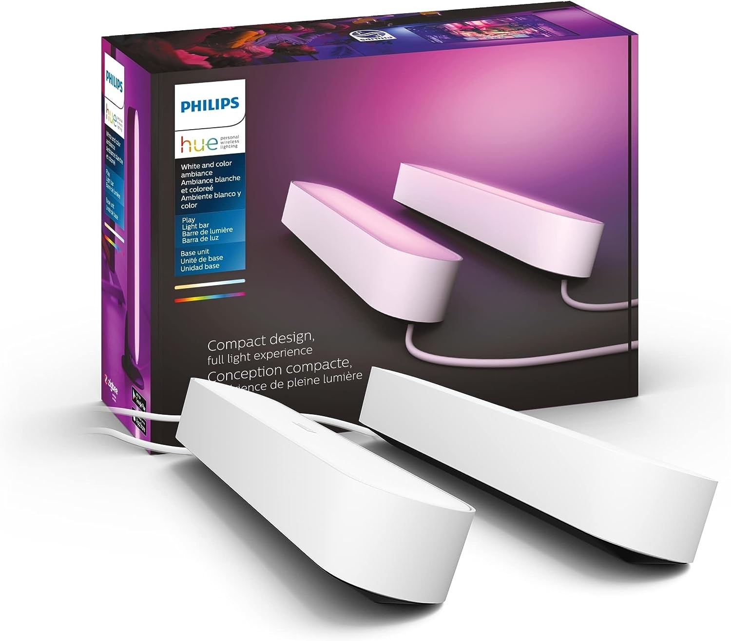 Philips Hue Play White & Color Smart Light, 2 Pack Base kit, Hub Required/Power Supply Included (Works with Amazon Alexa, Apple Homekit & Google Home)