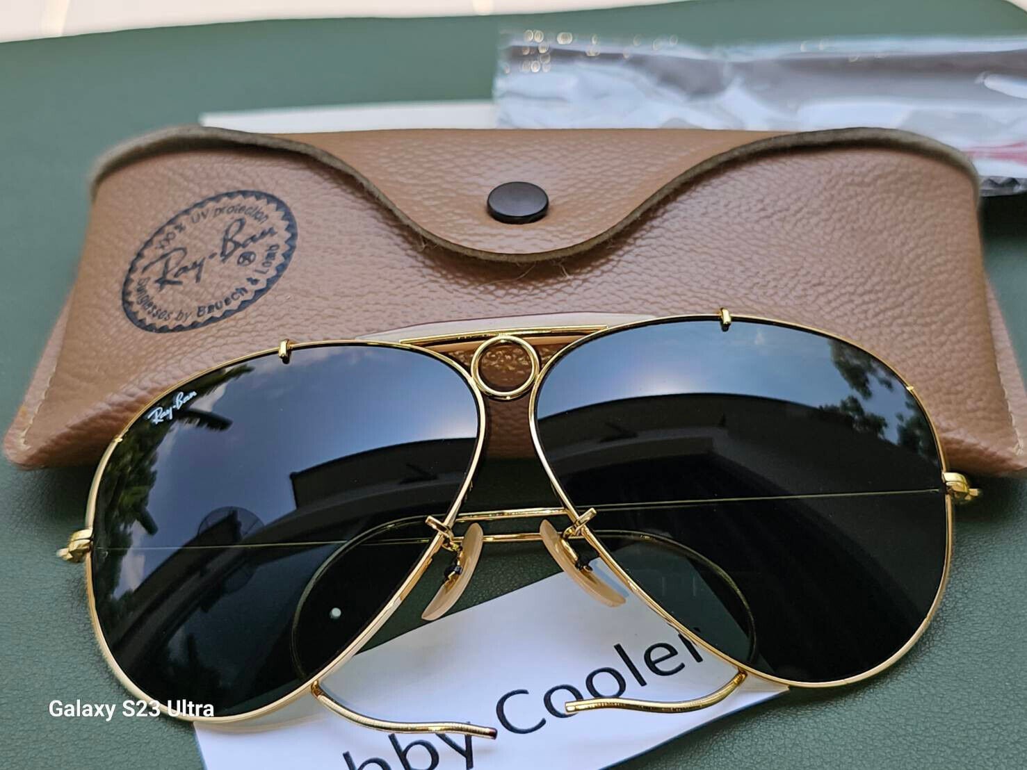 Vintage Ray Ban B&L Shooter Sunglasses, Gold plated, Brand New! Made in USA.