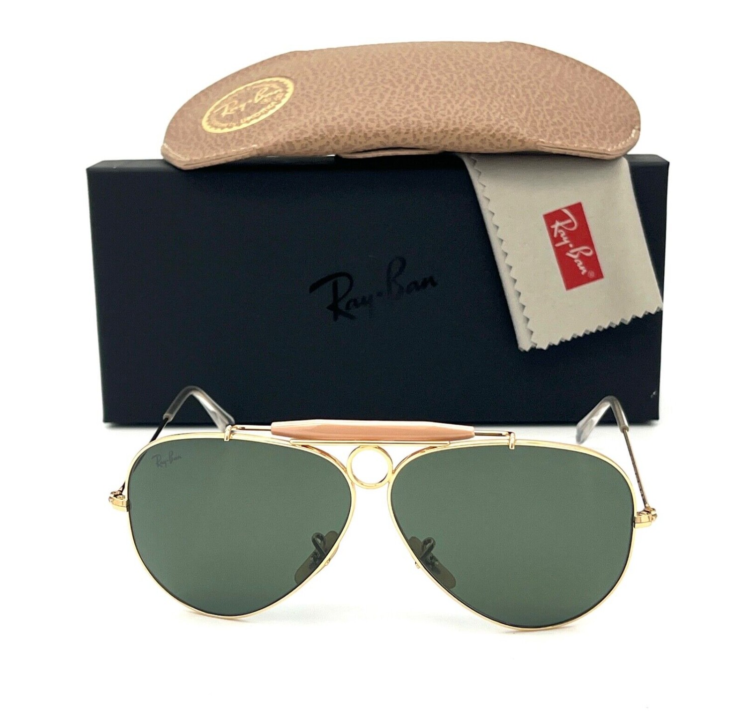 Ray Ban SHOOTER RB3138 W3401 Gold / Green 58mm Sunglasses
