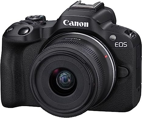 Canon EOS R50 Mirrorless Vlogging Camera (Black) w/RF-S18-45mm F4.5-6.3 is STM Lens, 24.2 MP, 4K Video, Subject Detection & Tracking, Compact, Smartphone Connection, Content Creator
