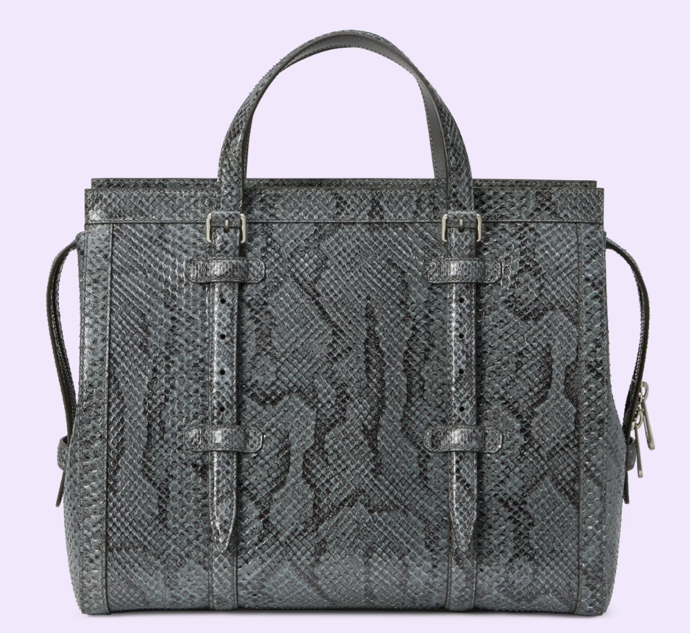GUCCI PYTHON MEDIUM TOTE BAG WITH DOUBLE G