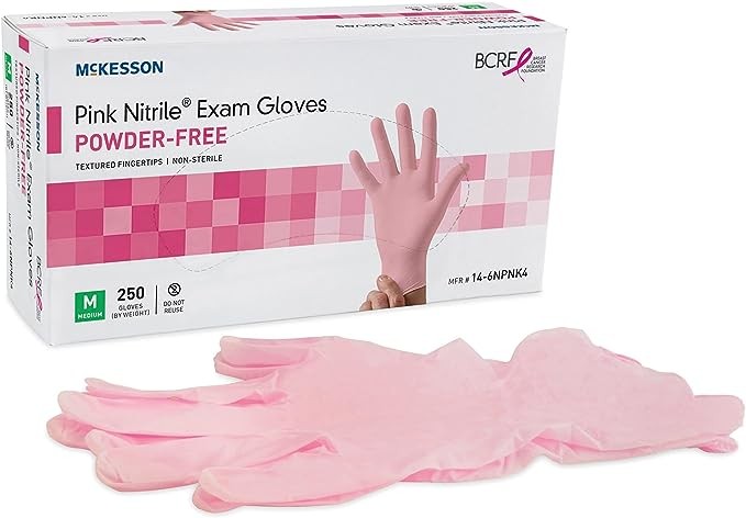 McKesson Pink Nitrile Disposable Nitrile Exam Glove Standard Cuff Length