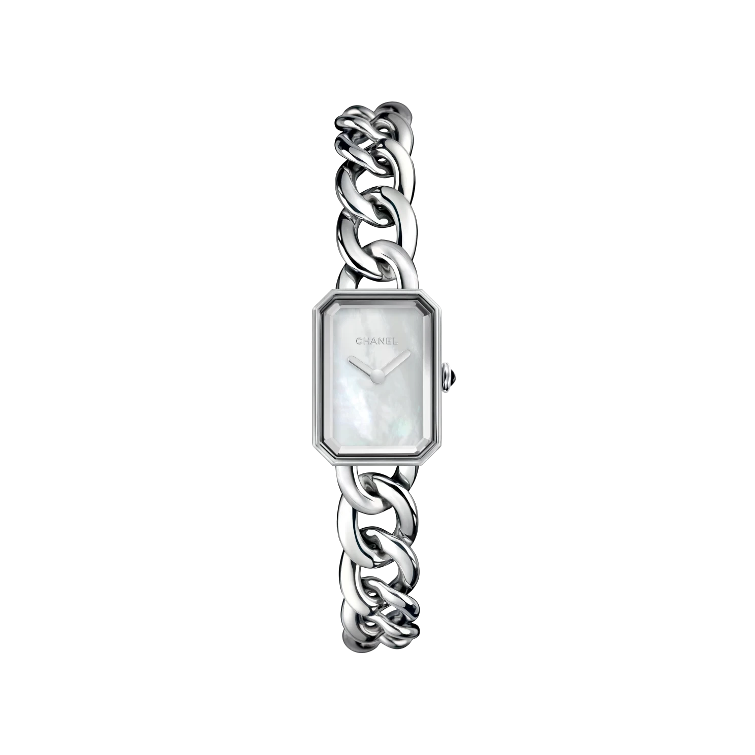 CHANELPremière Gourmette Chain watch Small model, stainless steel, white mother-of-pearl dialNO.H3249
