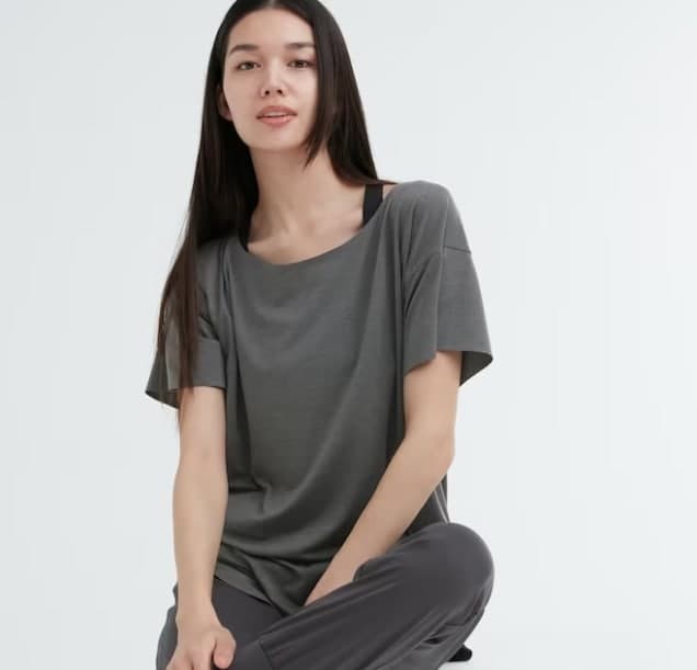 AIRism Seamless Boat Neck Short-Sleeve Long T-Shirt