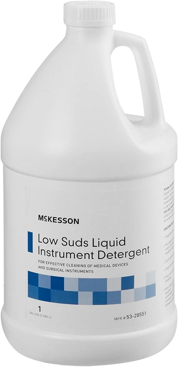 McKesson Low Suds Liquid Instrument Detergent, Clean Medical Devices and Surgical Instruments, 1 gal, 1 Count, 4 Packs, 4 Total