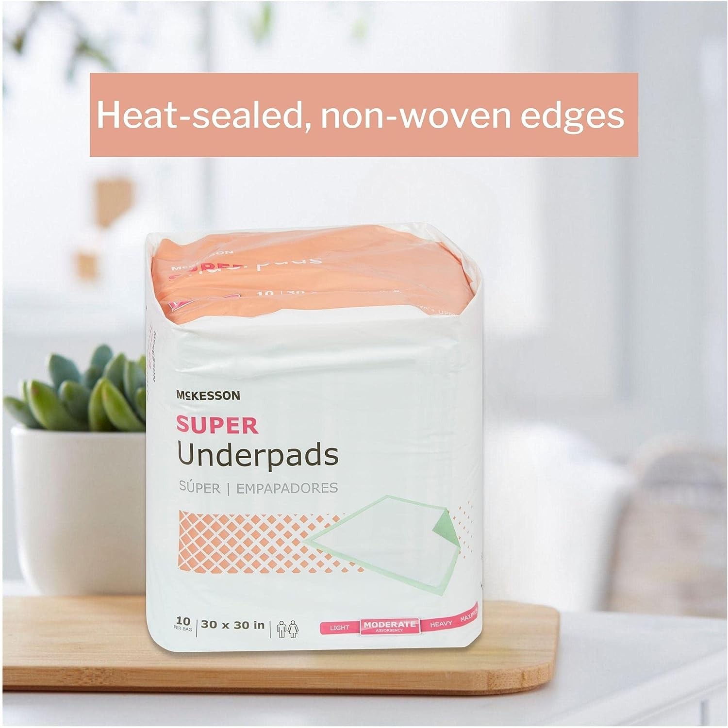 McKesson Super Disposable Underpads, 30" x 30", Polymer, Fluff, Non-Woven, 300 Count