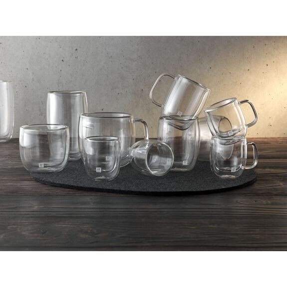 ZWILLING SORRENTO PLUS DOUBLE WALL GLASSWARE 8-PC COFFEE GLASS MUG SET