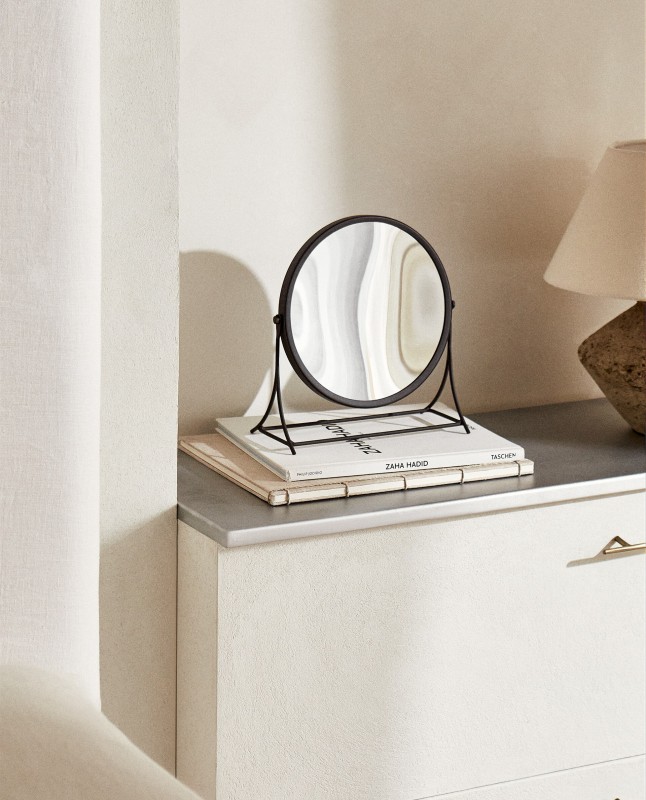MAGNIFIER MIRROR WITH STRUCTURE