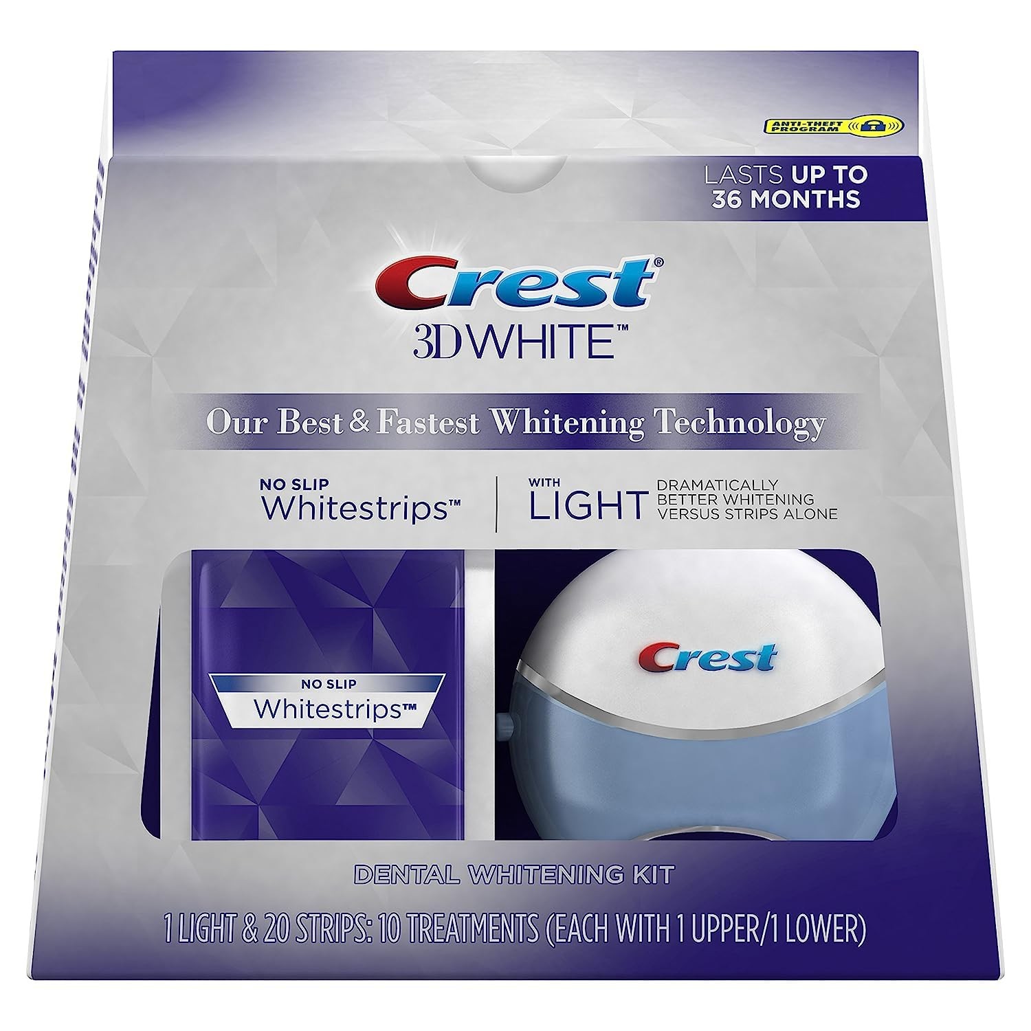 Crest 3D Whitestrips with Light, Teeth Whitening Strip Kit, 20 Strips (10 Count Pack)