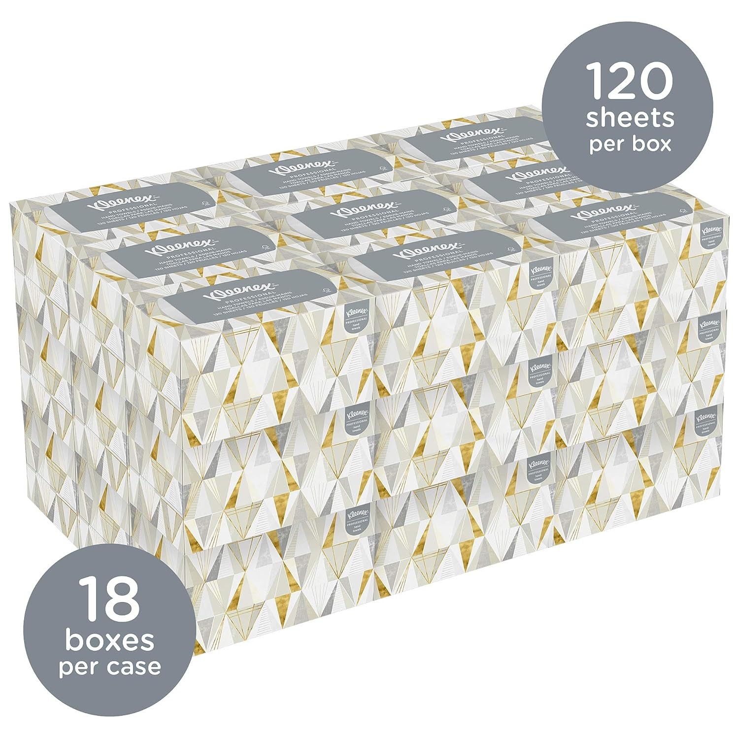 Kleenex® Hand Towels with Premium Absorbency Pockets (01701), Pop-Up Box, White, 18 Boxes / Case, 120 Hand Towels / Box, 2,160 Hand Towels / Case