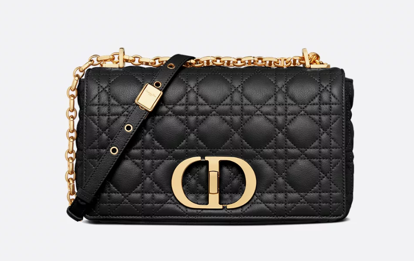 Medium Dior Caro Bag Black Supple Cannage Calfskin