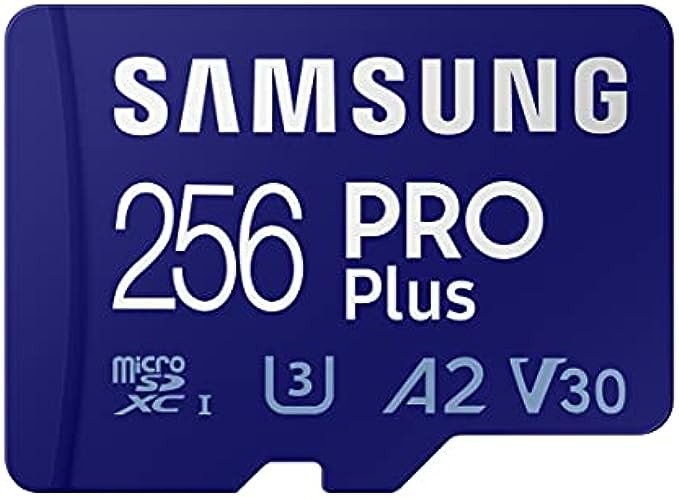SAMSUNG PRO Plus + Adapter 256GB microSDXC Up to 160MB/s UHS-I, U3, A2, V30, Full HD & 4K UHD Memory Card for Android Smartphones, Tablets, Go Pro and DJI Drone (MB-MD256KA/AM)