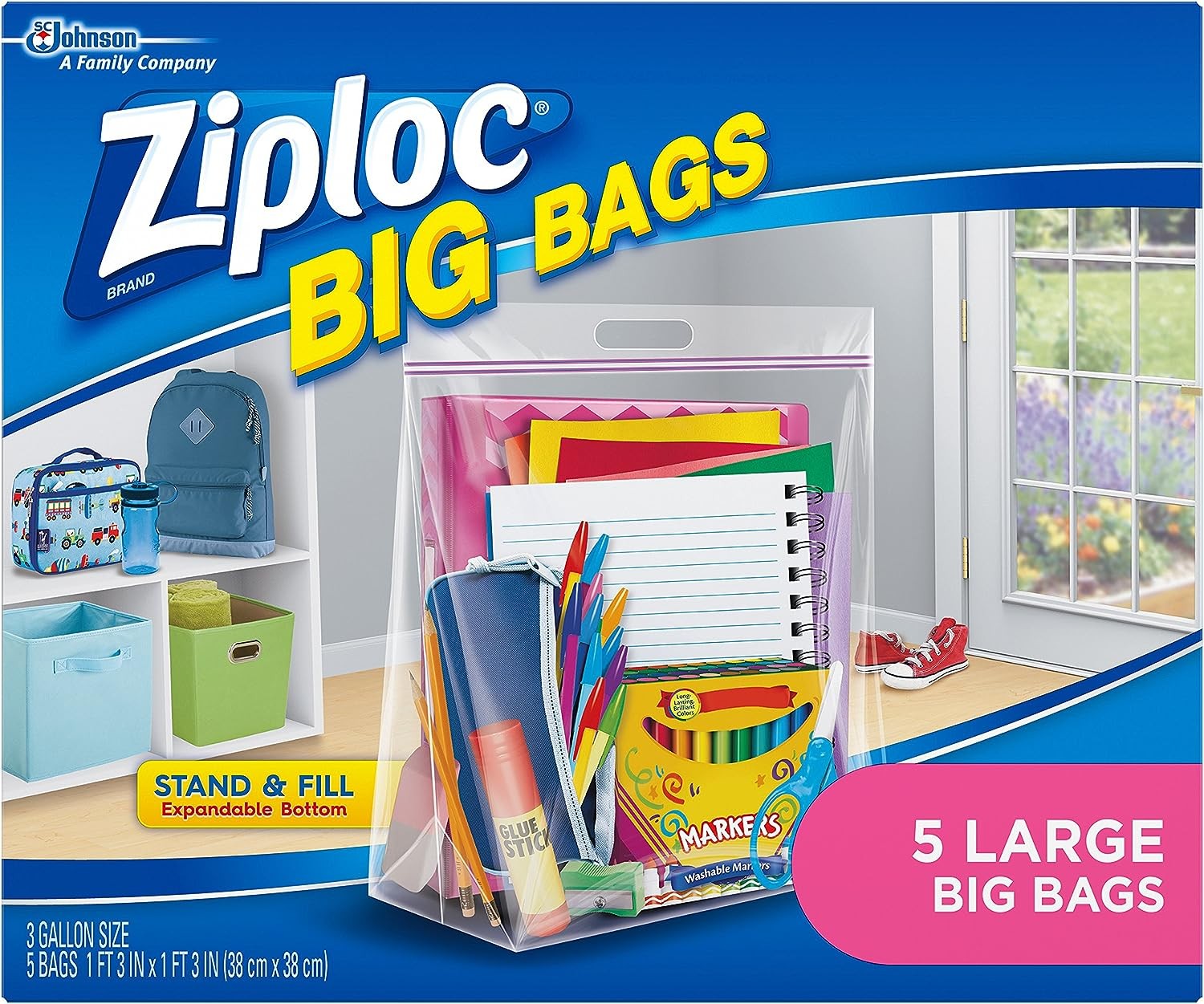 Ziploc Big Bags Clothes and Blanket Storage Bags for Closet Organization, Protects from Moisture, Large, 5 Count
