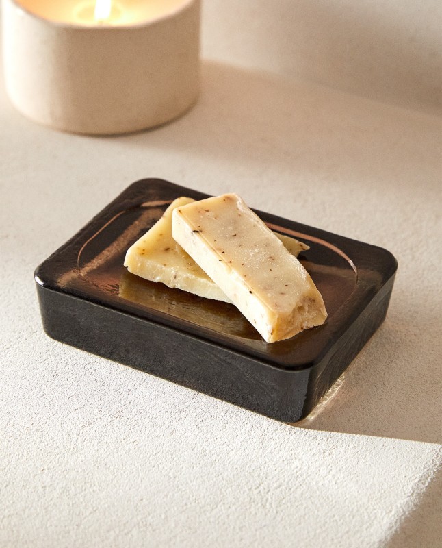 CARAMEL GLASS SOAP DISH