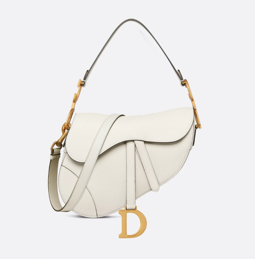 Saddle Bag with Strap Latte Grained Calfskin