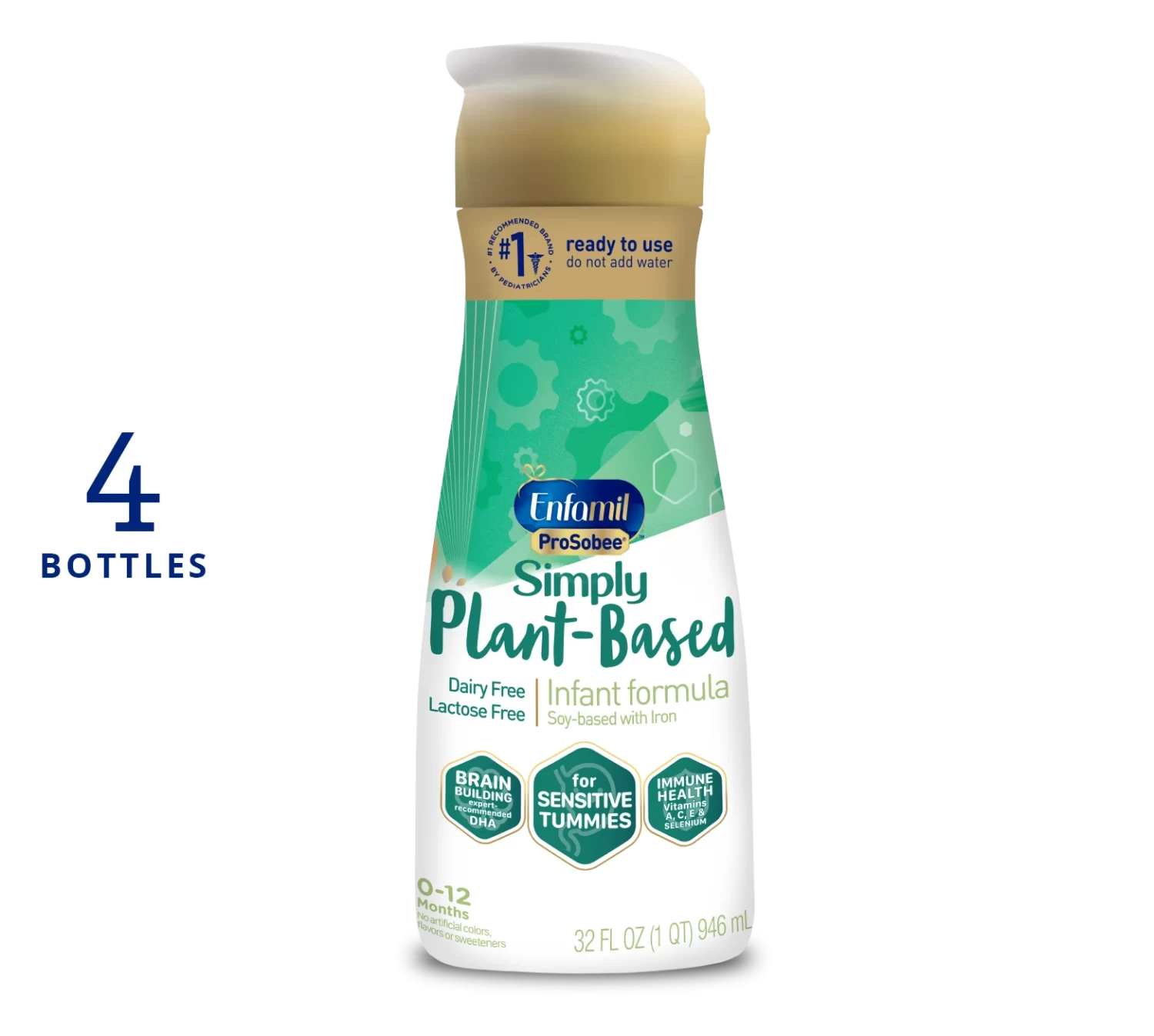 Enfamil® ProSobee® Plant-based Infant Formula Liquid - 32 fl oz Bottle (Case of 4)