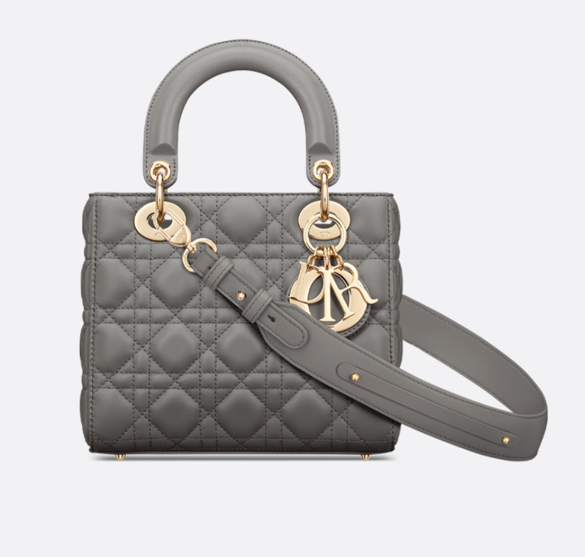 Small Lady Dior My ABCDior Bag Stone Gray Cannage Lambskin