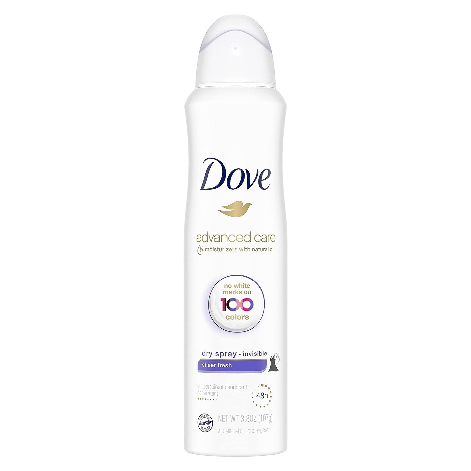 Dove Advanced Care Invisible Dry Spray Antiperspirant Deodorant No White Marks on 100 Colors Sheer Fresh 48-Hour Sweat and Odor Protecting Deodorant for Women 3.8 oz, Pack of 12