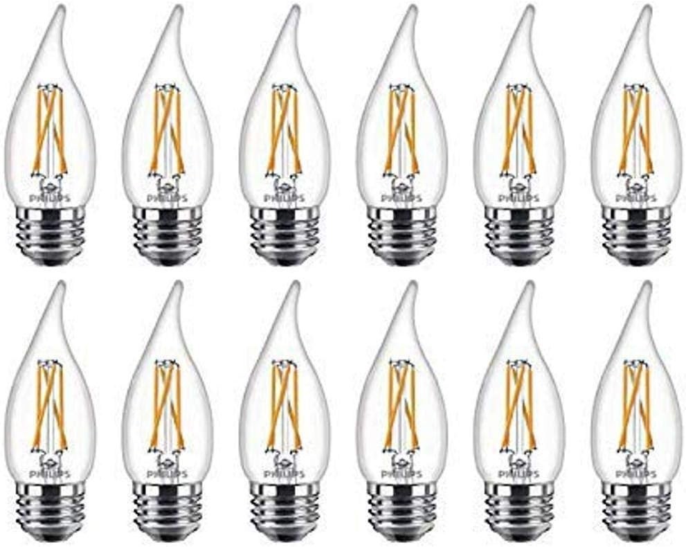 PHILIPS LED Classic Glass Dimmable BA11 Light Bulb: 300-Lumen, 2700-Kelvin, 3.3-Watt (40-Watt Equivalent), T20 Certified, E26 Base, Warm Glow, 12-Pack, Soft White