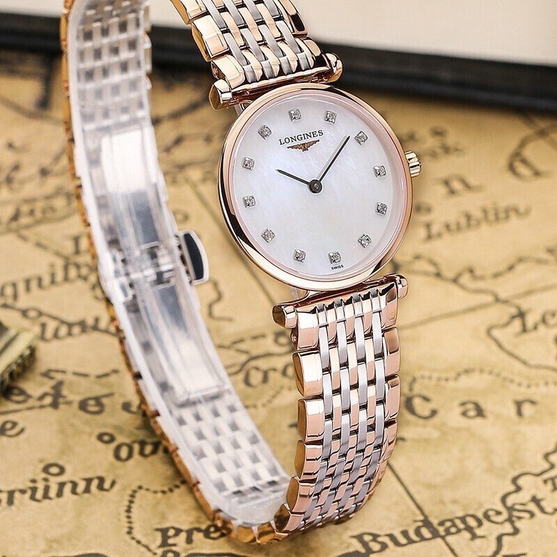 Longines Swiss watch Jialan series rose gold strap diamond fashion simple elegant quartz ladies watch L4.209.1.97.7 rose gold