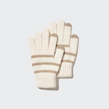 HEATTECH Striped Knitted Gloves Warm and cozy 'HEATTECH'.