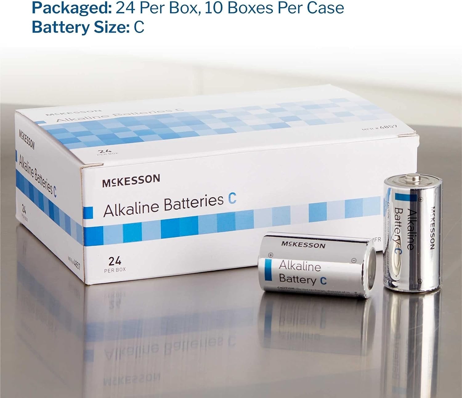 McKesson Alkaline Batteries, C Cell - Ideal for Medical Devices, Disposable, 1.5V, 24 Count, 12 Packs, 288 Total