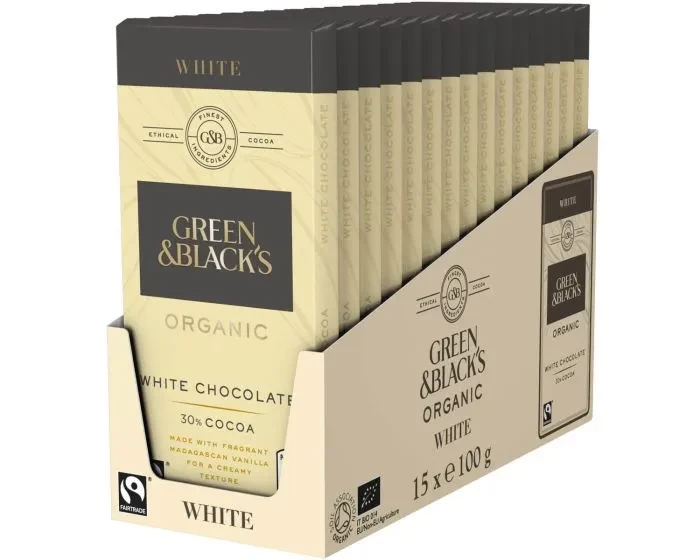 G&B ORGANIC WHITE 90G BAR (BOX OF 15)