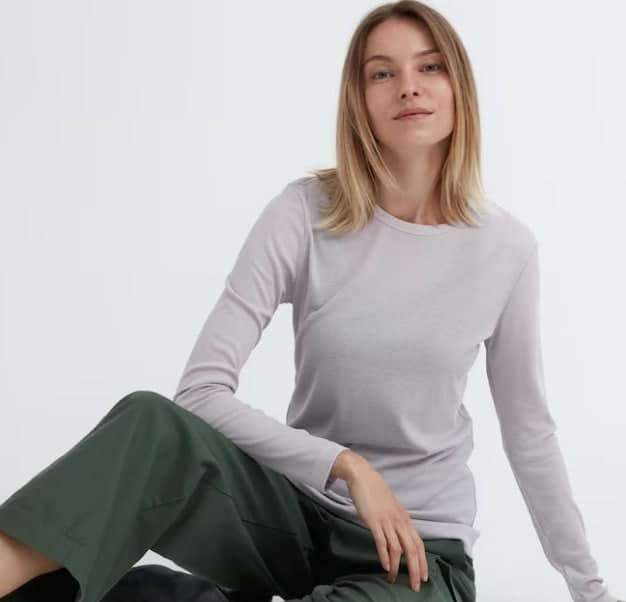 Sheer Jersey Crew Neck Long-Sleeve T-Shirt