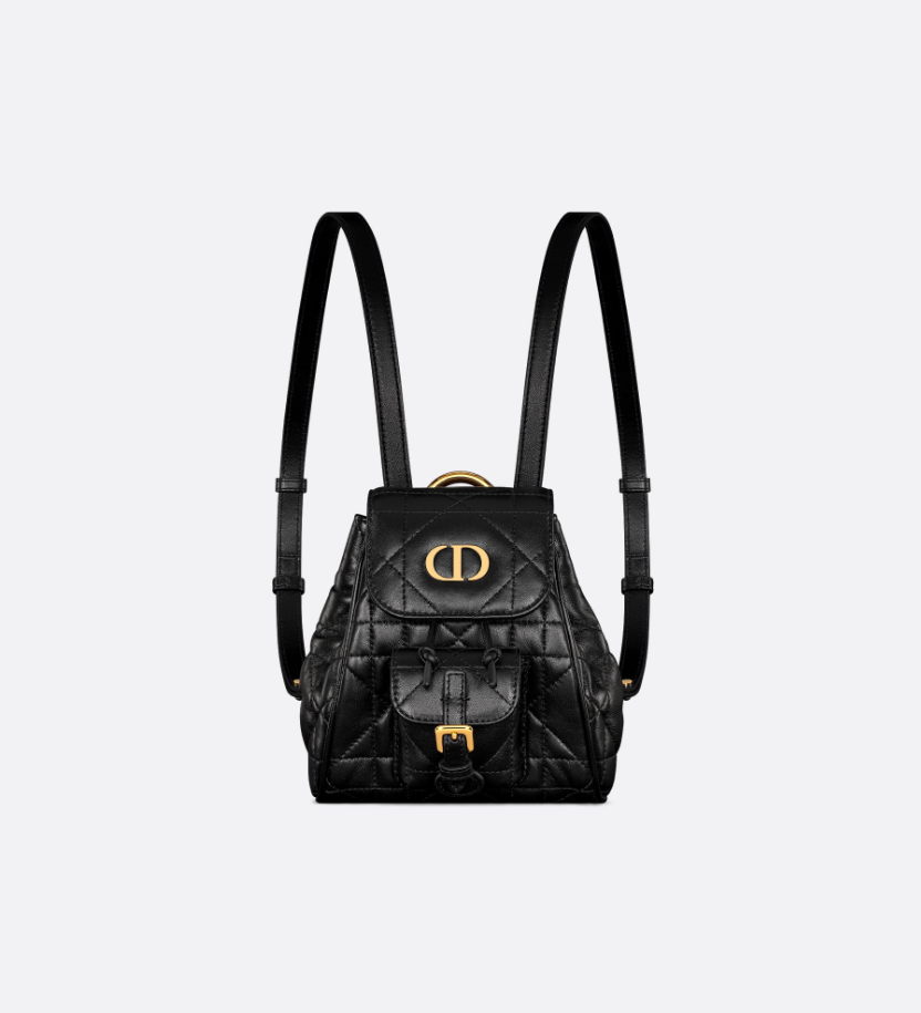 Dior Caro Nano Backpack Black Macrocannage Lambskin