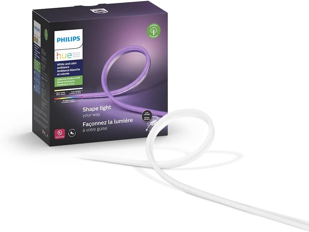 Philips Hue White & Color Ambiance Outdoor LightStrip 2m/7ft (Requires Hue Hub, Works with Amazon Alexa, Apple HomeKit, and Google Assistant)
