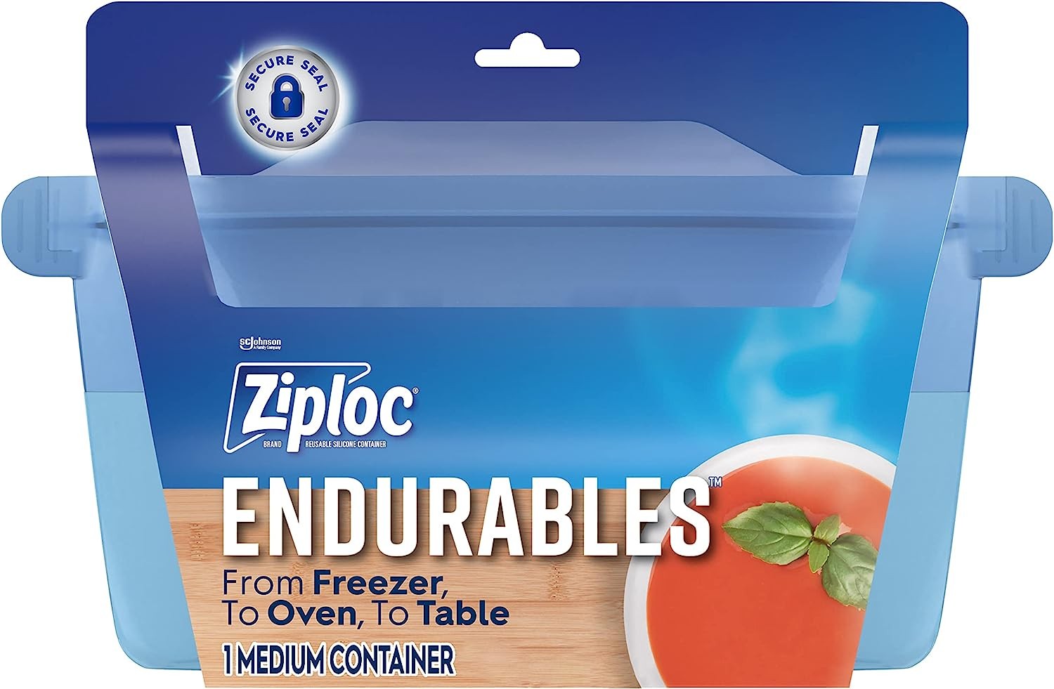Ziploc Endurables Silicone Food Storage Meal Prep Containers, Microwave Safe and Eco-Friendly, Medium Container, 1 Count