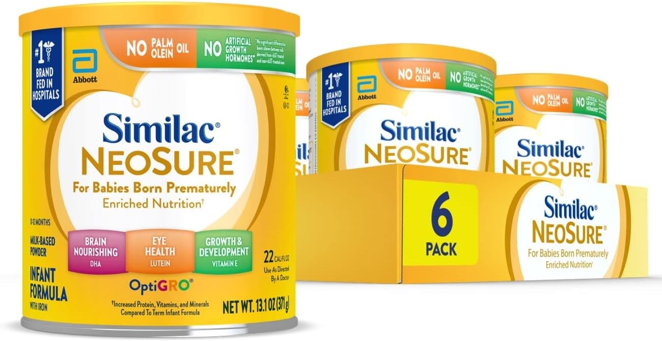 Similac NeoSure Premature Post-Discharge Infant Formula, Powder Baby Formula, 13.1-oz Can, Pack of 6
