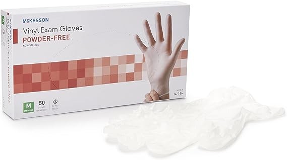 McKesson Confiderm Vinyl Exam Gloves - Powder-Free, Latex-Free, Ambidextrous, Smooth, Non-Sterile - Clear, Size Medium, 50 Count, 20 Boxes, 1000 Total