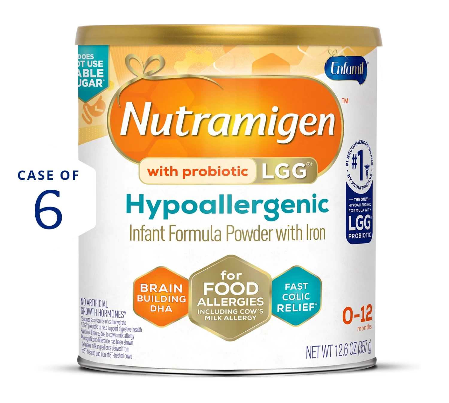 Nutramigen® with Probiotic LGG Hypoallergenic Powder Infant Formula - 12.6 oz Can (Case of 6)
