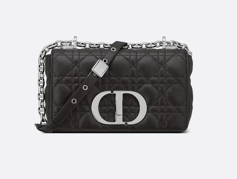 Small Dior Caro Bag Black Supple Cannage Calfskin