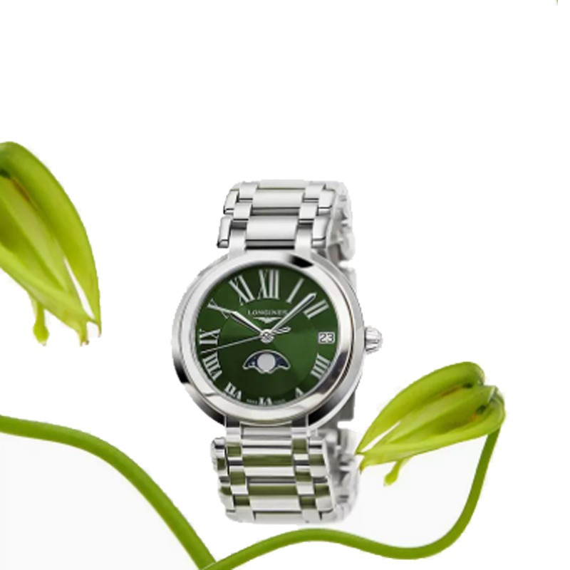 Longines Heart Moon Series Moon Phase Fashion Green Plate Stainless Steel Quartz Movement Women's Watch Ladies Watch L8.115.4.61.6 Swiss Watch New Green