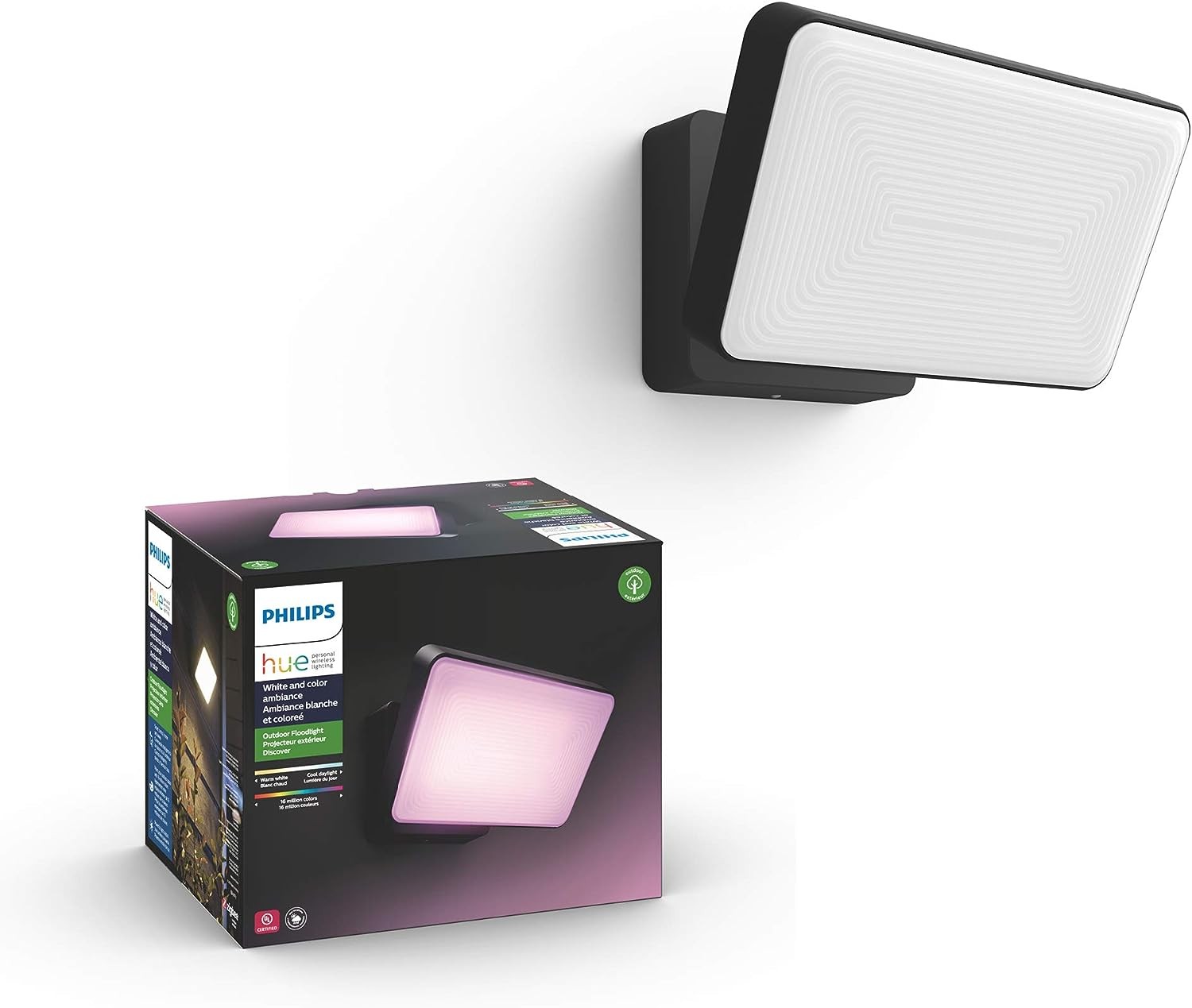 Philips Hue White and Color Ambiance Discover Outdoor Flood Light Fixture - 1 Pack - Weatherproof - Requires Hue Bridge - Works with Amazon Alexa, Apple HomeKit and Google Assistant