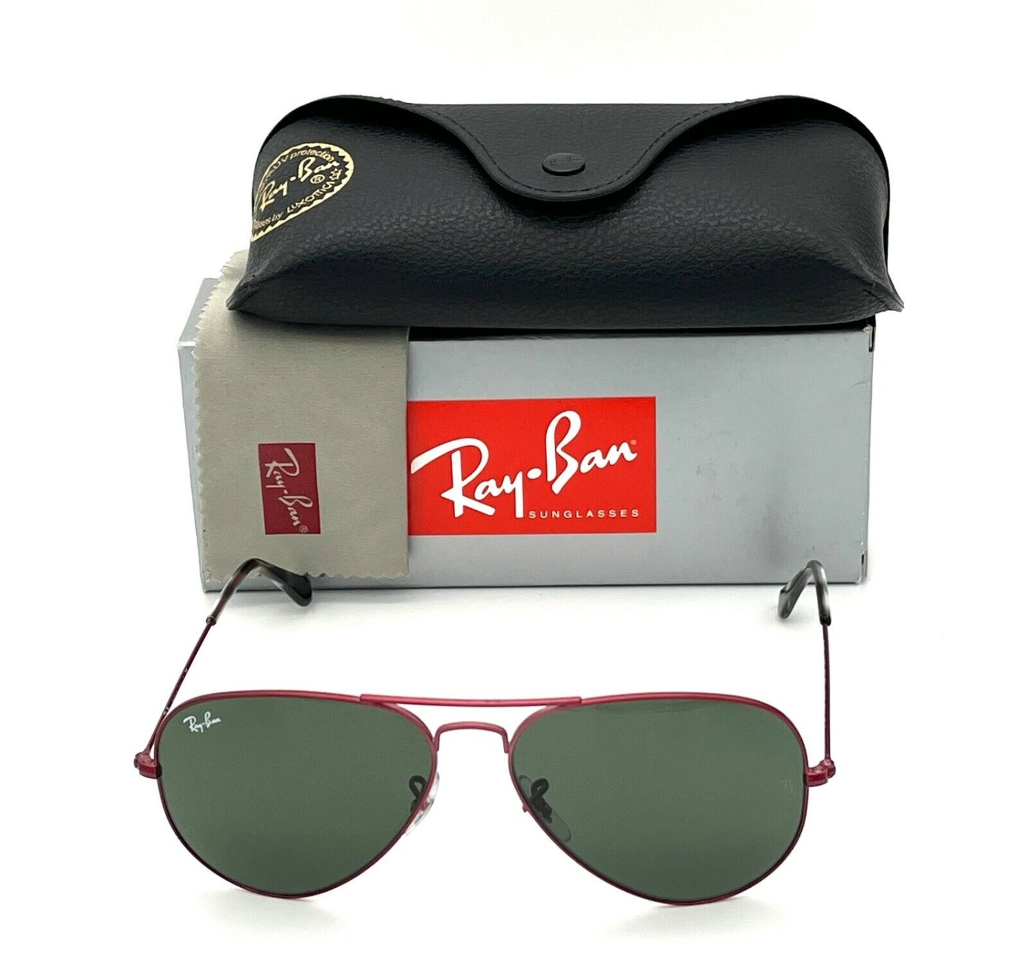 Ray Ban AVIATOR RB3025 9188/31 Red / Dark Green 58mm Sunglasses