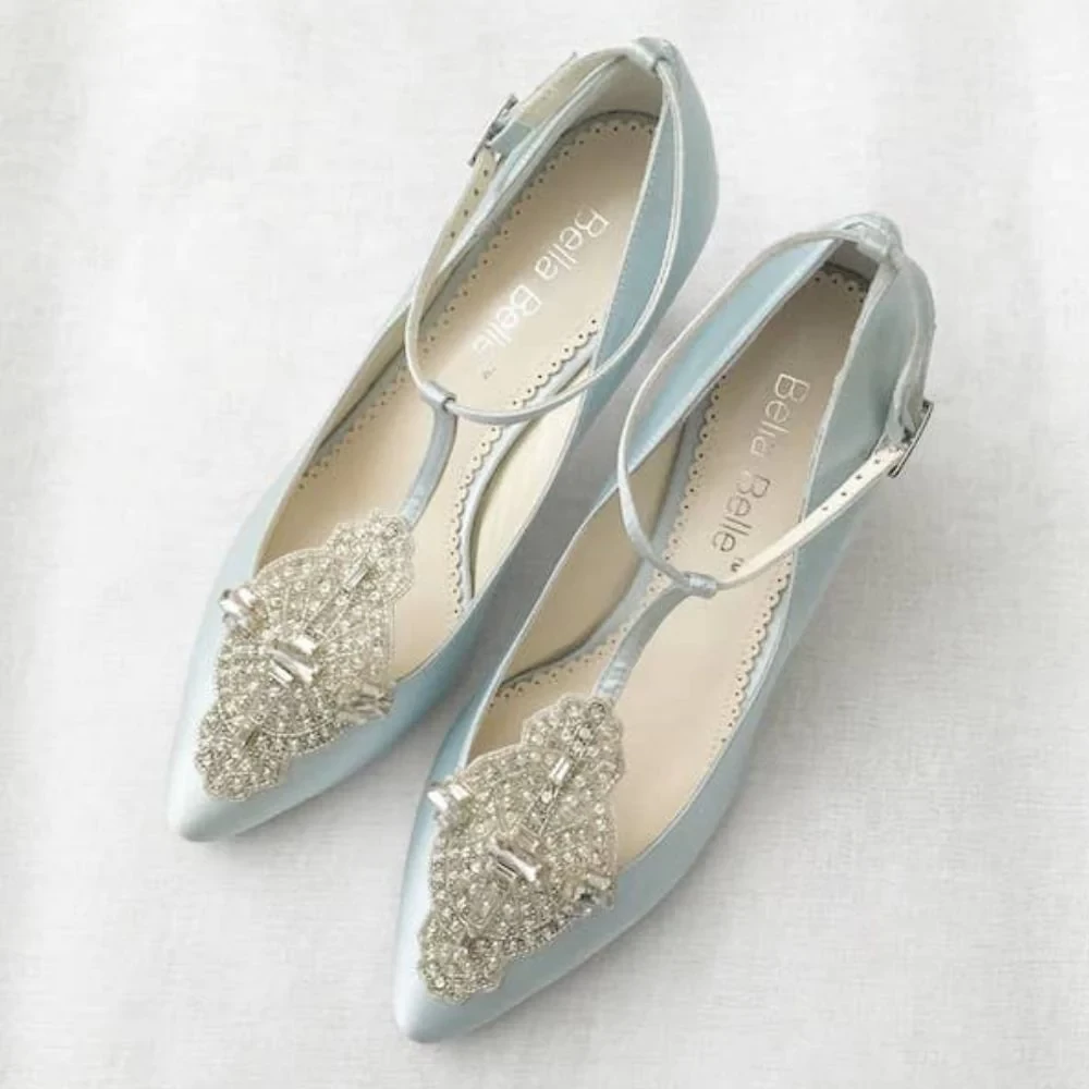 ANNALISE BLUE Blue Kitten Heel Wedding Shoes Vintage Bridal Heels
