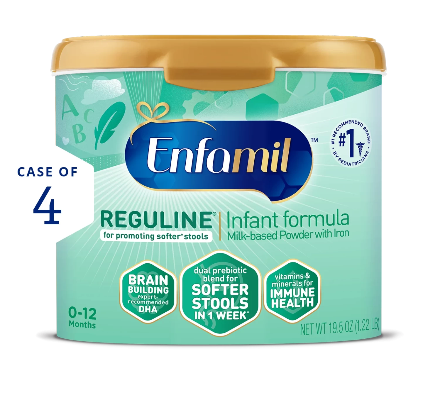 Enfamil® Reguline® Infant Formula with Prebiotics - Powder - 19.5 oz Tub (Case of 4)