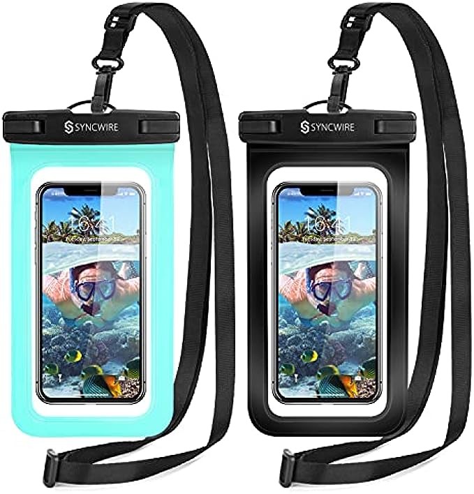 Syncwire Waterproof Phone Pouch [2-Pack] - Universal IPX8 Waterproof Phone Case Dry Bag with Lanyard Compatible with iPhone 13/12/11 Pro XS MAX XR X 8 7 6 Plus Samsung S22 S20 and More Up to 7 Inches