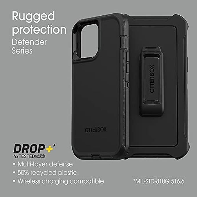 OTTERBOX DEFENDER SERIES SCREENLESS EDITION Case for iPhone 13 Pro Max & iPhone 12 Pro Max - BLACK