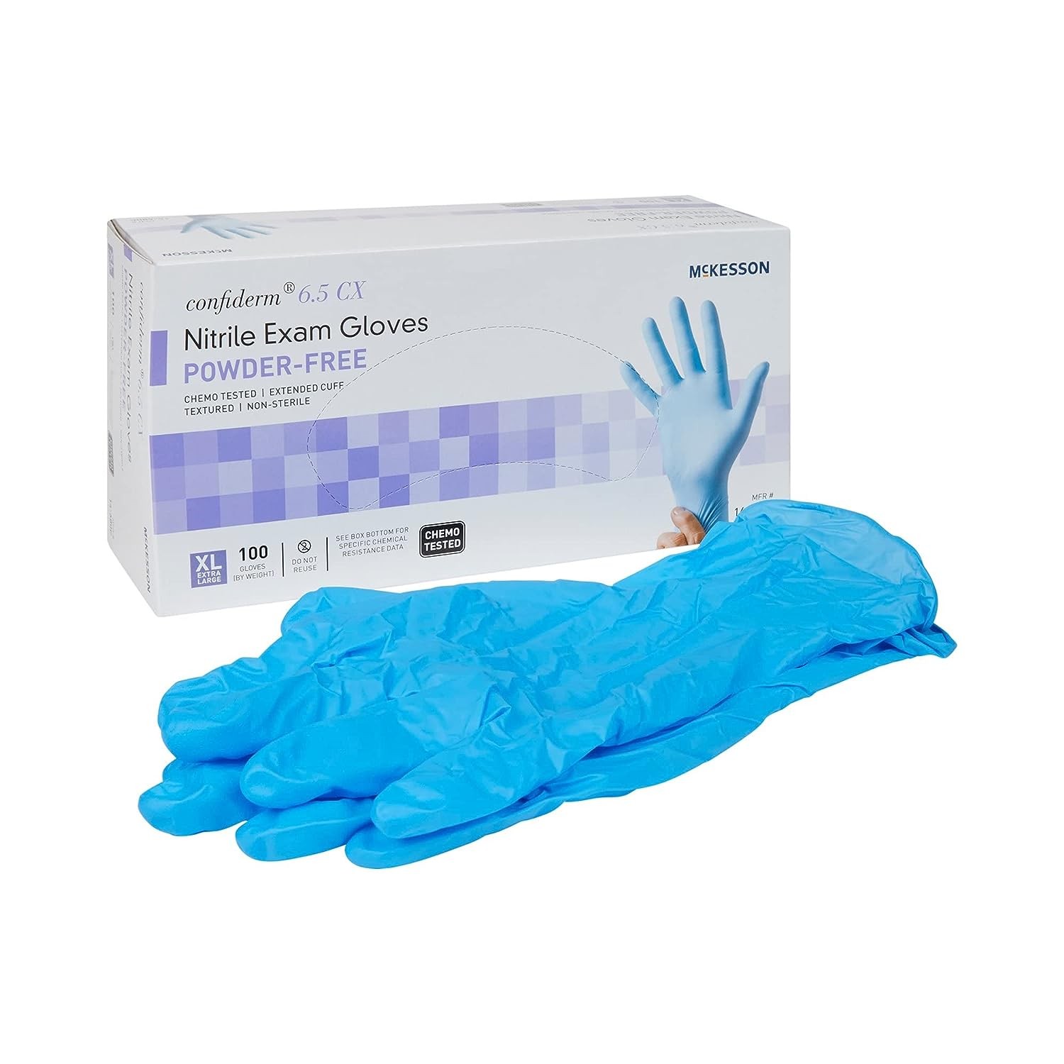 MCKESSON Medical Branded 14-680C Medical Grade Hospital Glove Nitrile Powder Free Chemotherapy Long XL Product Number (000)