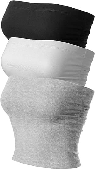 MixMatchy Women's Causal Strapless Basic Sexy Tube Top