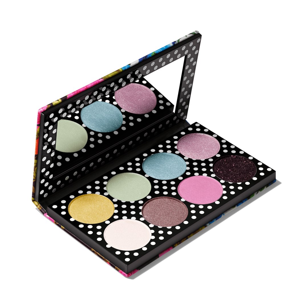 A limited-edition eight-pan eye shadow palette featuring all-new pastel shades – outfitted in a signature Richard Quinn design featuring a vibrant floral and polka dot pattern--12 G