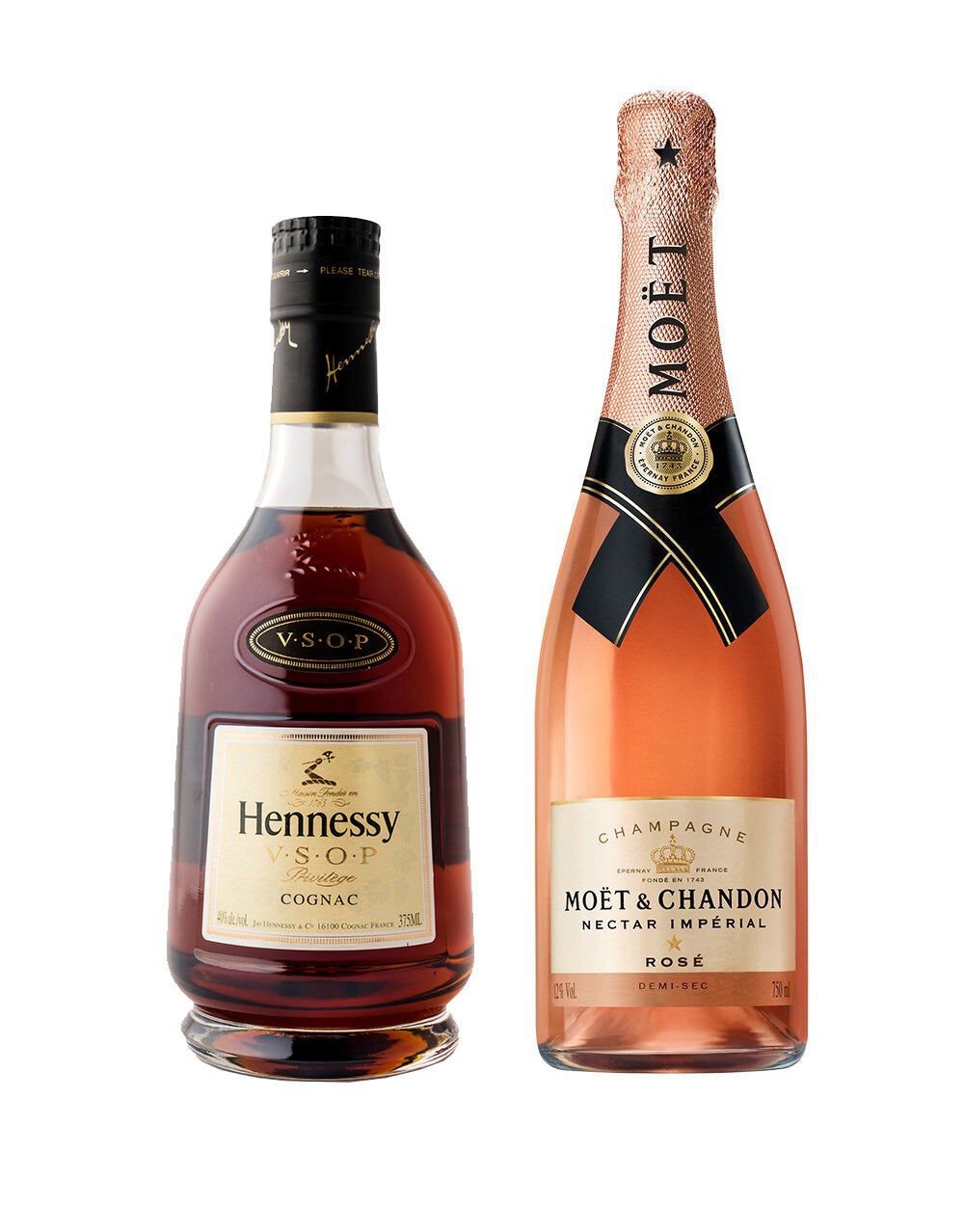 Hennessy V.S.O.P and Moët & Chandon Nectar Impérial Rosé