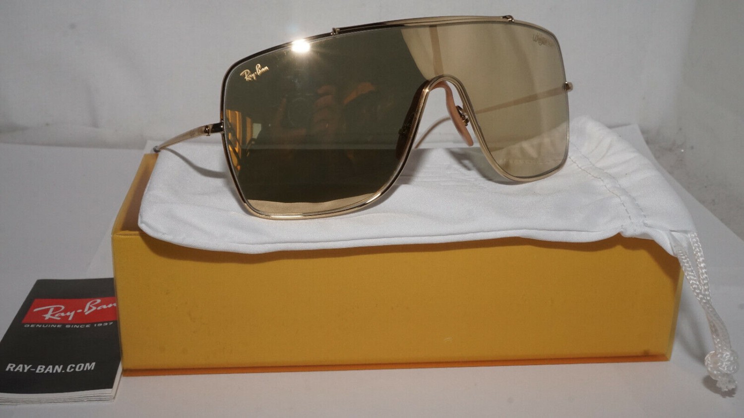 RAY BAN New Sunglasses WINGS II 24K Gold Gold Mirror RB3697K 909403 35 140