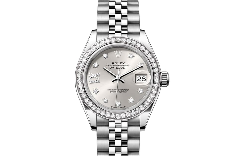 Rolex LADY-DATEJUST OYSTER, 28 mm, diamonds, white gold and OYSTER steel
